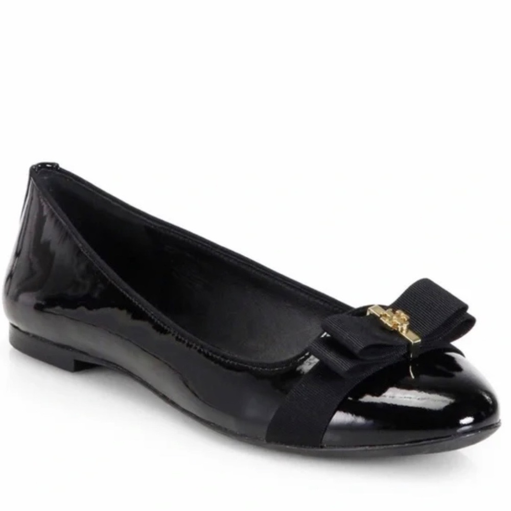 Tory Burch Trudy Ribbon Patent Leather Flats Size 7.5